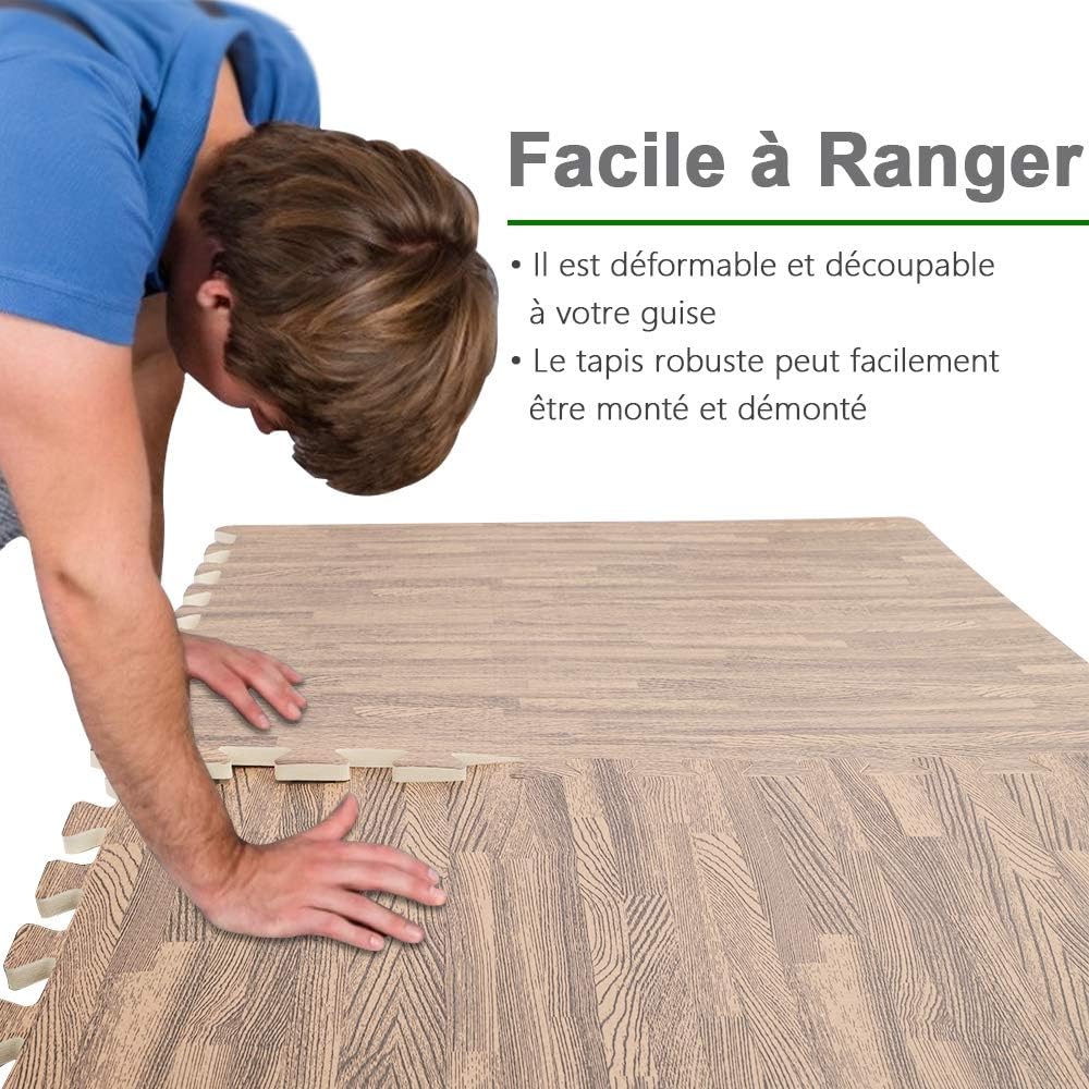 Jeux Et Jouets Yoleo Tapis De Protection De Sol Tapis Sol Puzzle Tapis Mousse Bebe Puzzle A Ramper Tapis Dentrainement Protections Sol De Gym Sport Pour Yoga Fitness Pilates Grain De Bois 18 Dalles