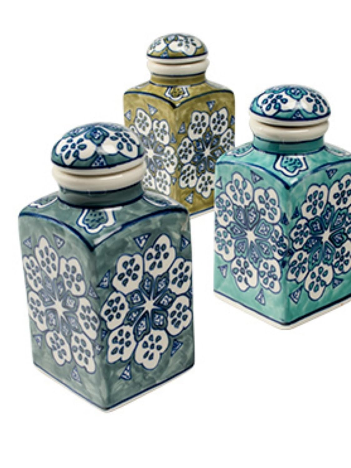 Spice Jar 6 x 6 x 13cm Handpainted FairTrade Ceramic (Olive) Amazon.co