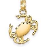 14k Yellow Gold Crab Pendant Necklace for Women or Unisex - Detailed Cancer Zodiac Symbol with Emotional Intuition and Protection - Fine Gold Astrology Jewelry and Horoscope Zodiac Sign Charm