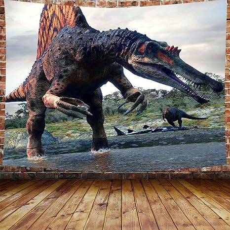 Amazon Co Jp Joocar ジュラ紀のタペストリー恐竜略奪するドラゴン暗い雲空原始的な荒野植物花の壁掛け居間の寝室の寮の家の装飾の芸術のタペストリー ホーム キッチン
