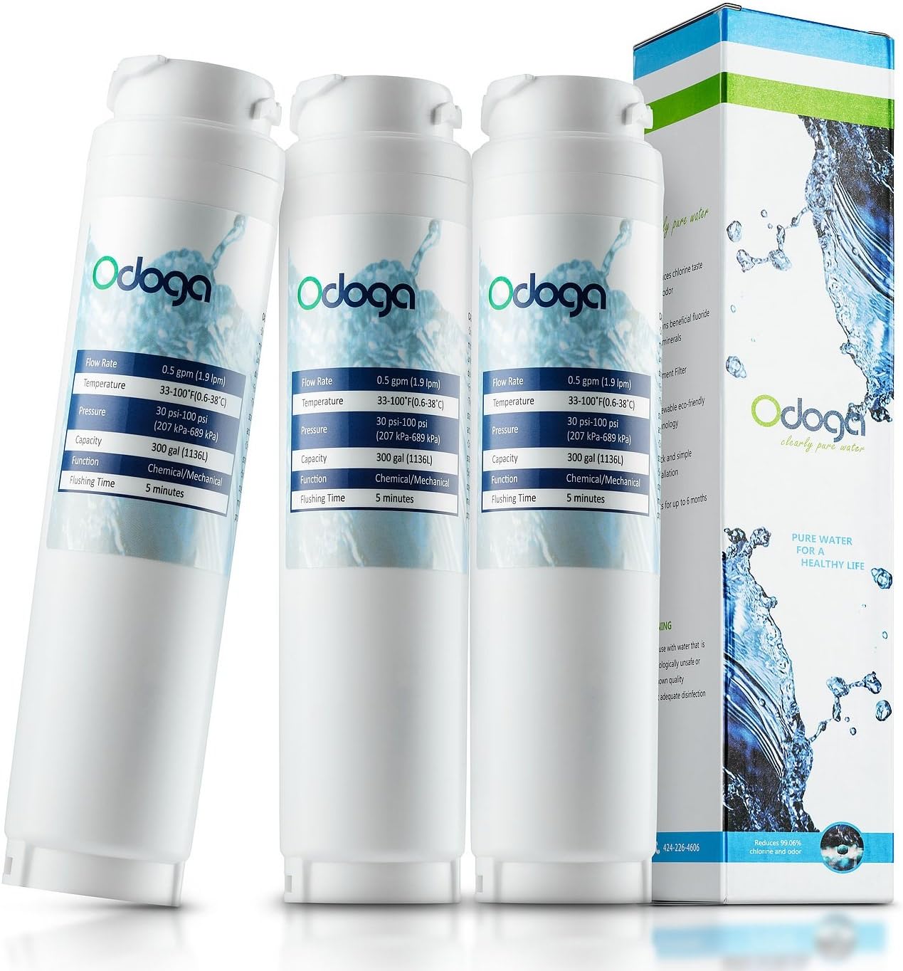 Odoga 9000194412 Refrigerator Water Filter Replacement for Bosch Ultra Clarity 9000194412, 644845, 9000077104, B26FT70SNS, B22CS30SNS, B22CS80SNS, B22CS50SNS, Haier 0060820860, 0060218744 (3-Pack)