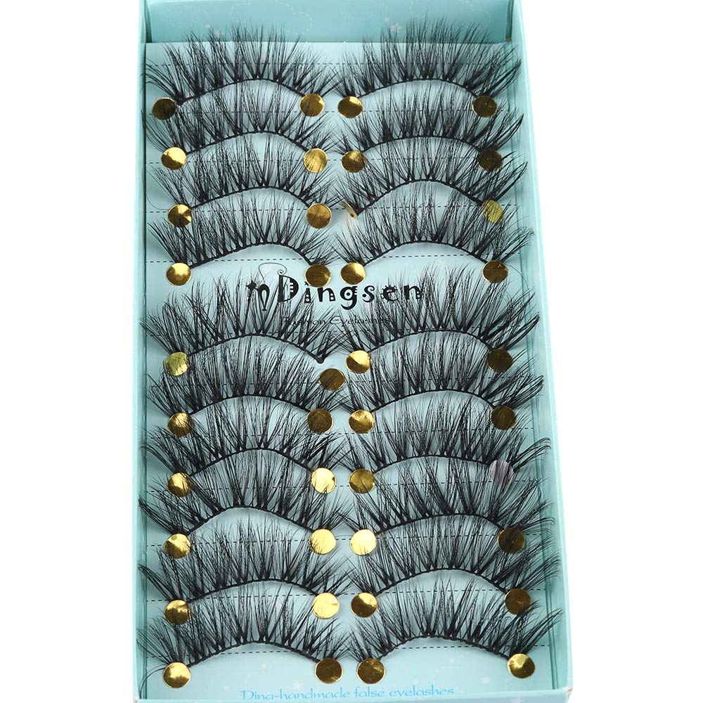 10 Pairs 3D Soft Faxu Mink False Eyelashes Crisscross Wispy Fluffy Lashes Extension Eye Makeup Tools Handmade Eyelashes (A01)