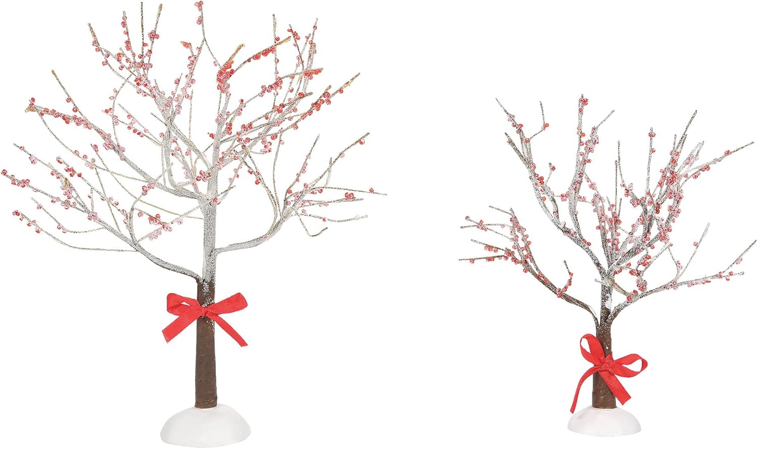 Department 56 Village Accessories Crabapple Trees with Ribbons Figurine Set, 8.75 and 6.5 Inch, Multicolor