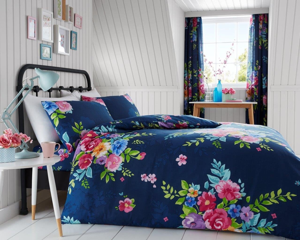 GAVENO CAVAILIA Luxurious Alice Bed Set with Duvet Cover and Pillow Cases, Polycotton, Navy, Double