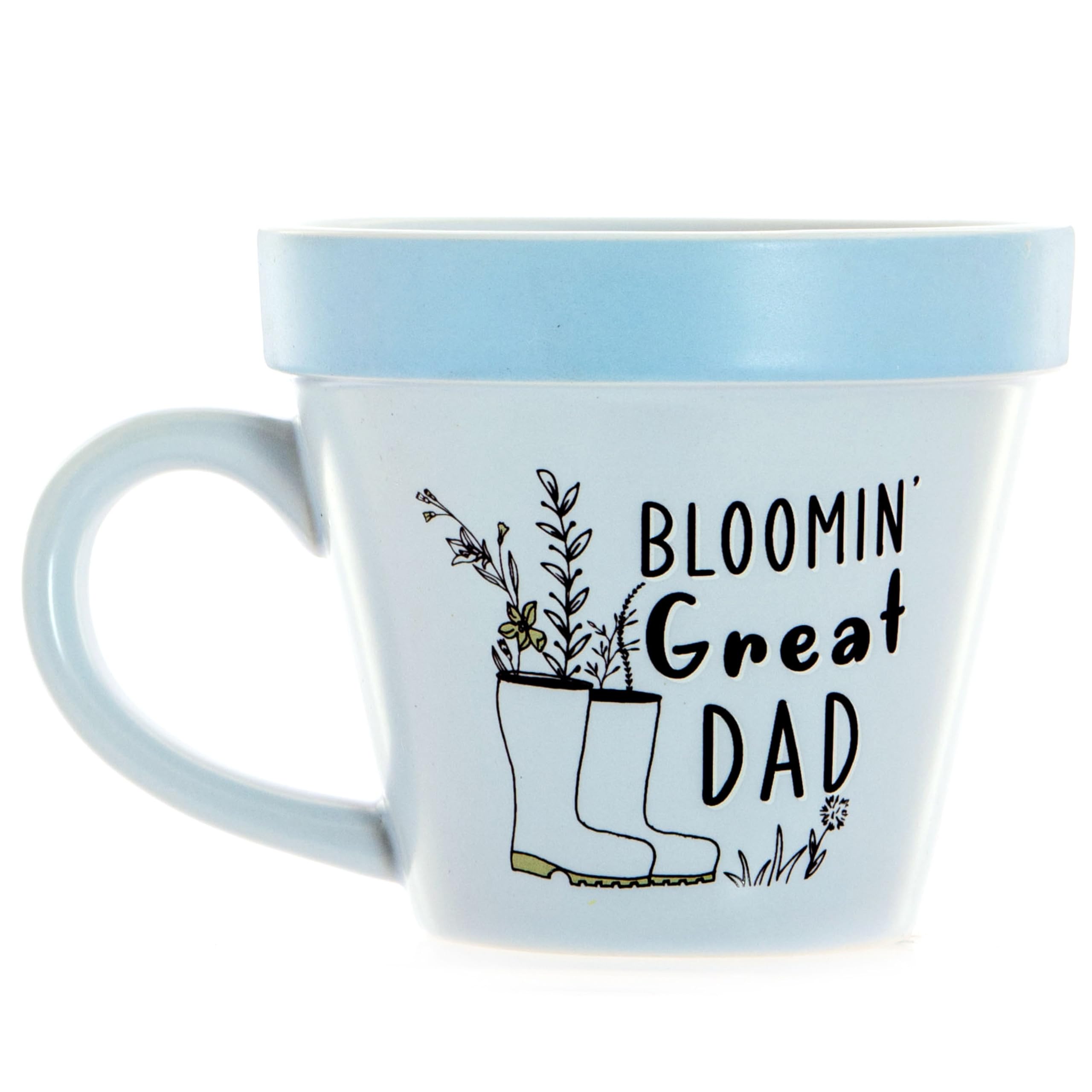 Boxer Gifts 'Blooming Great Dad' Gardeners Mug - Plant Pot Shaped Novelty Mugs | Funny Gardening Gifts for Dad in The Garden Or Allotment Gift, Blue