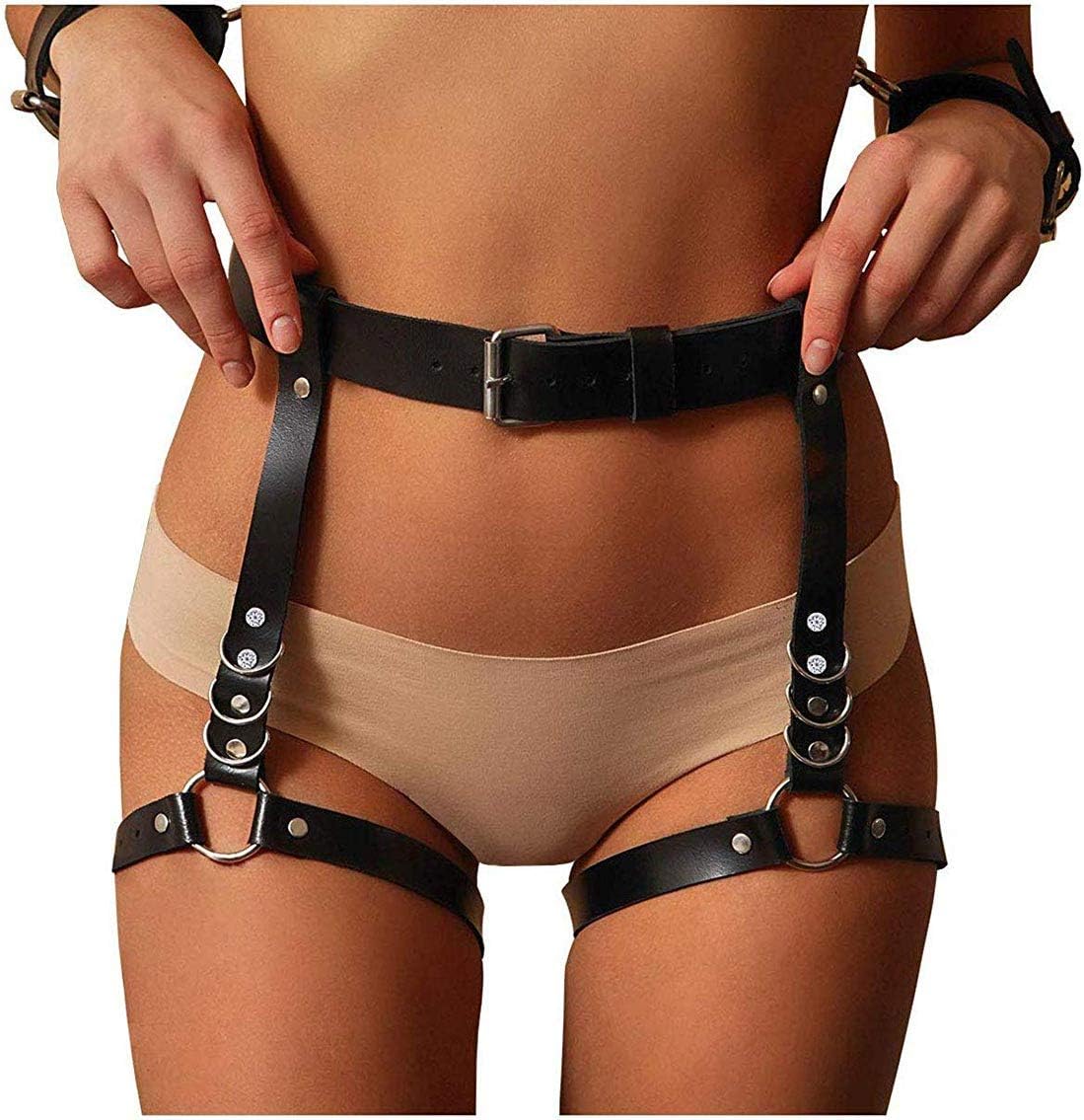 Women's sexy punk leather belt waist adjustable high elastic belt