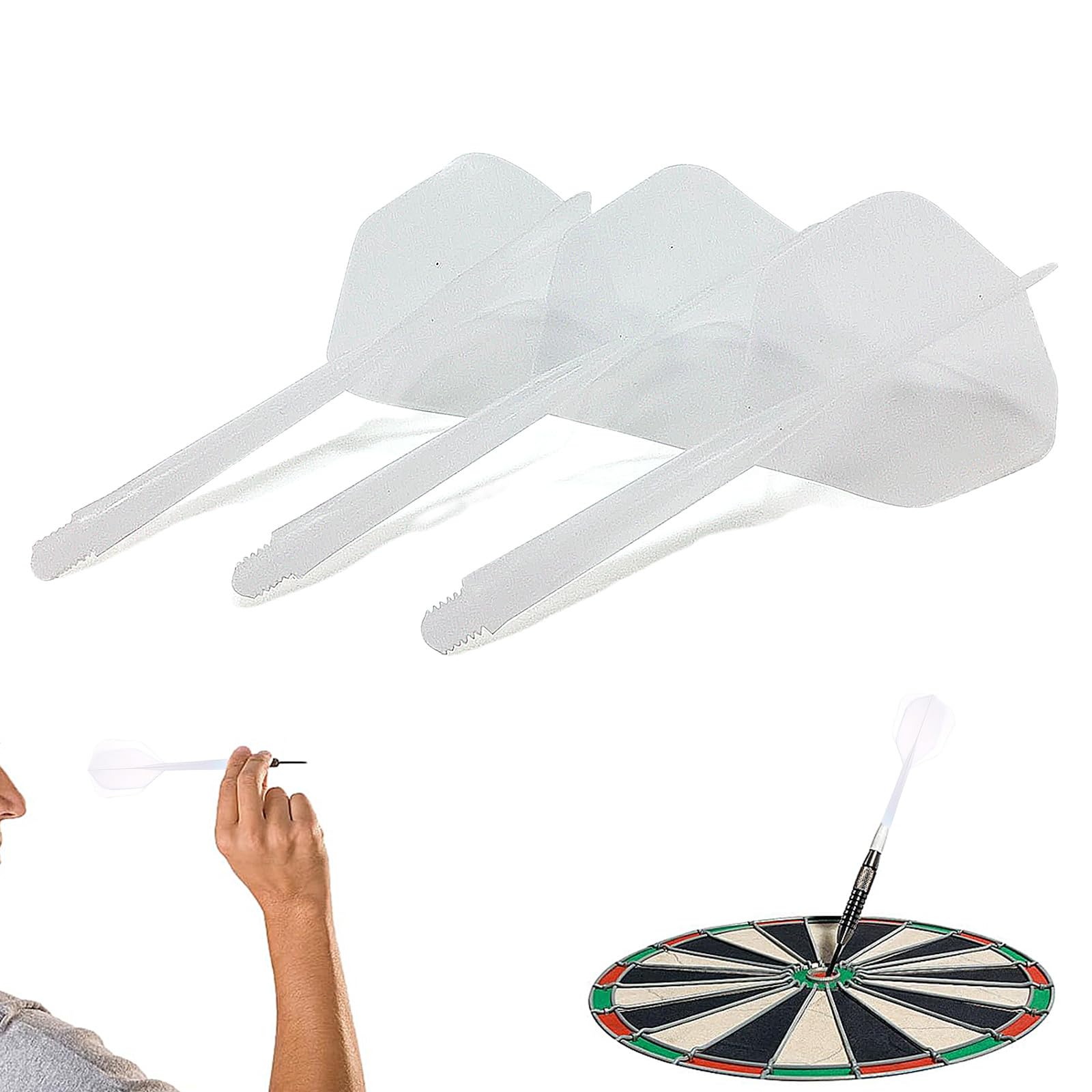 TRHDFW White Dart Shaft and Flyer, Integrated Clear Dart Shaft and Flyer Set Standard Flyer Counter Dart Flyer and Shaft 2BA (Set of 3)
