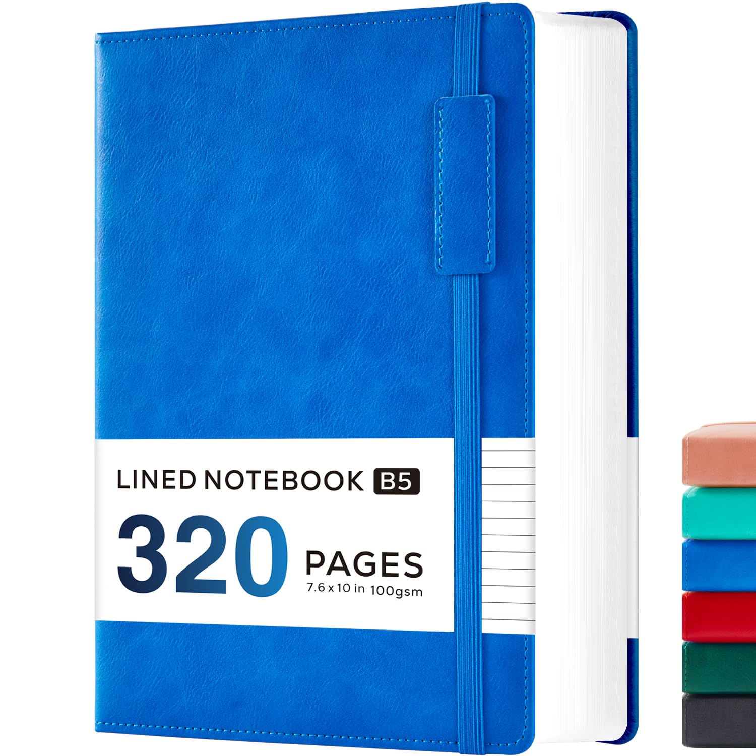 NIRMIRO B5 Notebook Hardback, Leather Note Book Notepad with 320 Pages 100GSM Lined Paper, No Bleed, Notebooks Journals for Women Men Writing Work, 19 x 25.4 cm, Blue