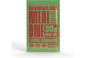 Kreatures of Habit MEAL ONE | Overnight & Instant Superfood Protein Meal Replacement | Gluten Free, Dairy Free, 30g of Plant Based Protein, With No Added Sugar | Apple Cinnamon | Pack of 7