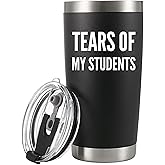 Panvola Tears Of My Students Vacuum Insulated Tumbler Teacher Gifts From Student Funny College Professor Dad Mom Son Daughter Graduation Appreciation Drinkware Travel Mug (20 oz, Black)