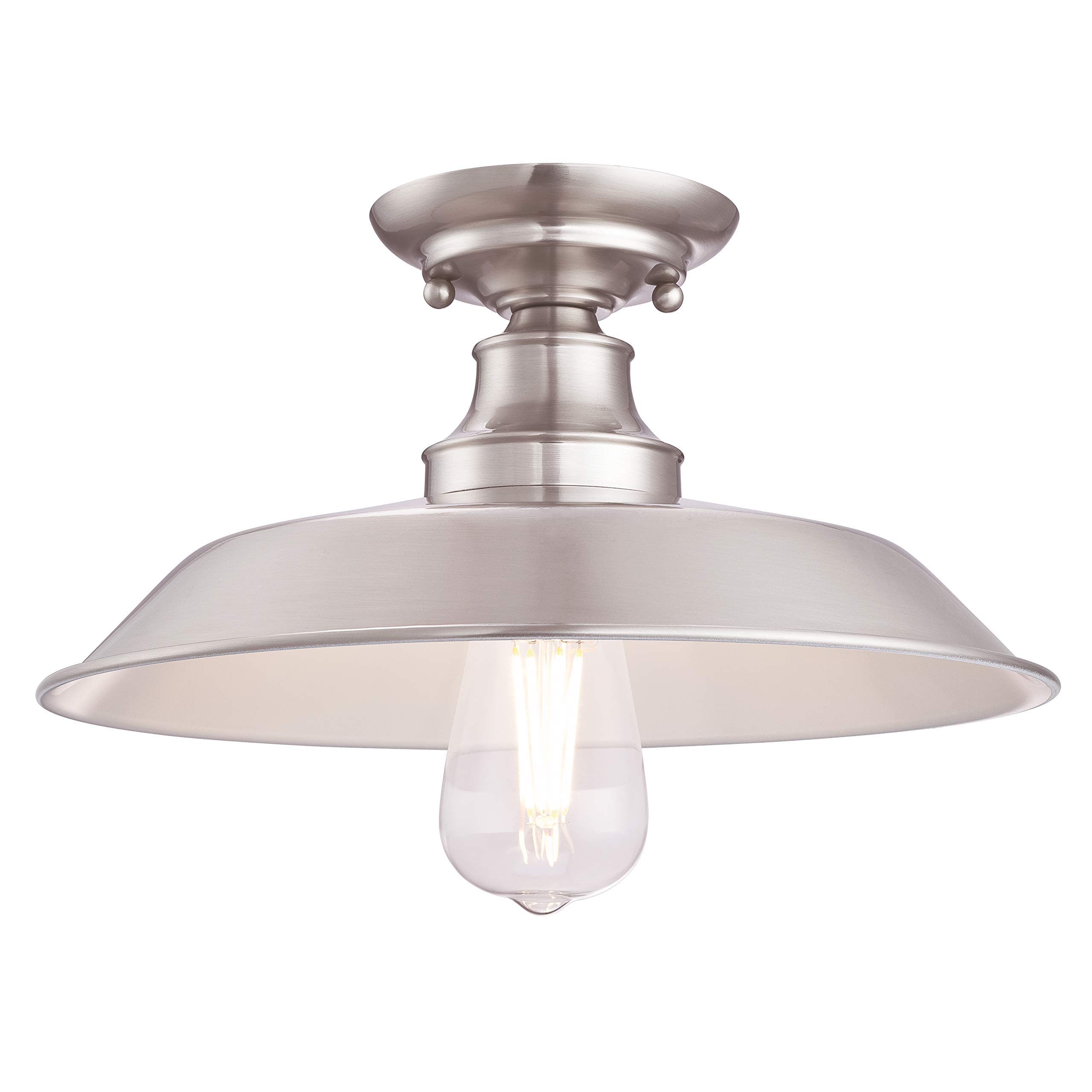 Westinghouse Lighting 63702 Iron Hill 30 cm, One-Light Indoor Semi-Flush Mount Ceiling Fixture, Brushed Nickel Finish