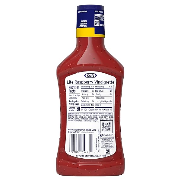 KRAFT LITE RASPBERRY VINAIGRETTE, 16 FL OZ BOTTLE