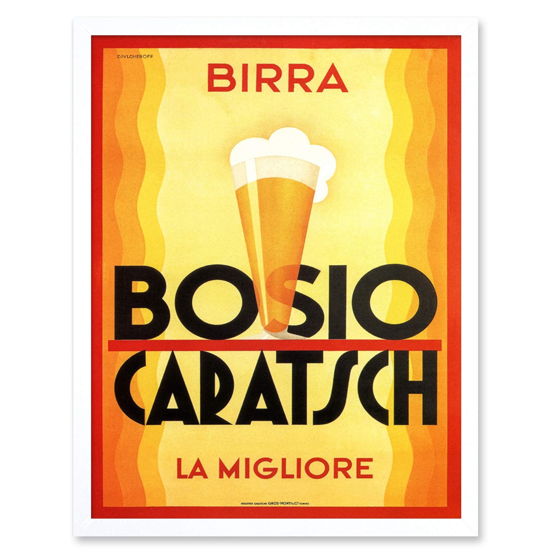 Wee Blue Coo Alcohol Beer Bosio Caratsch Italy Vintage Art Print Framed Poster Wall Decor 12x16 inch