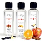 MAISON BERGER Lampe Berger Refill, 3 x 250 ml, Warm Trio | Three 250 ml Catalytic Lamp Refills: Vanilla Gourmet, New Orleans, Orange Cinnamon; Made in France