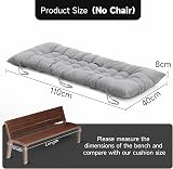 DKIEI 2/3 Seater Garden Bench Cushion 110x40cm Grey Non-Slip 8cm Thick view 5