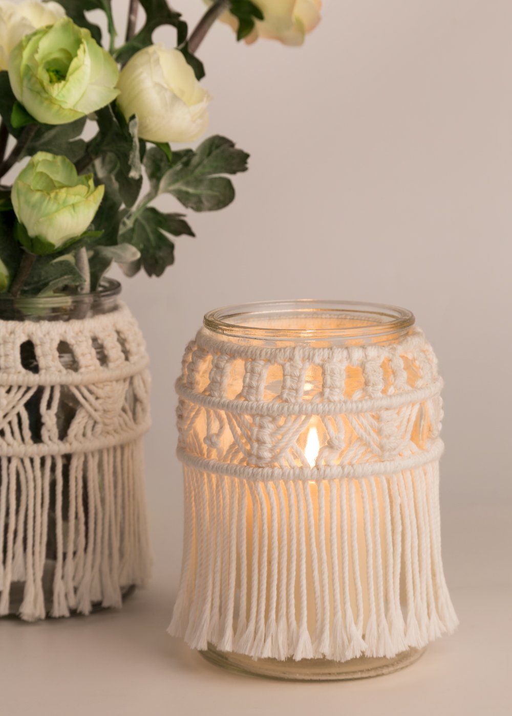 Buy Mkono Candle Holder Macrame Flower Vase Decorative