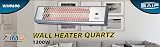 Qollection Quartz Wall Heater Bathroom Patio 600W/1200W 2 Settings Pull UK Plug view 7
