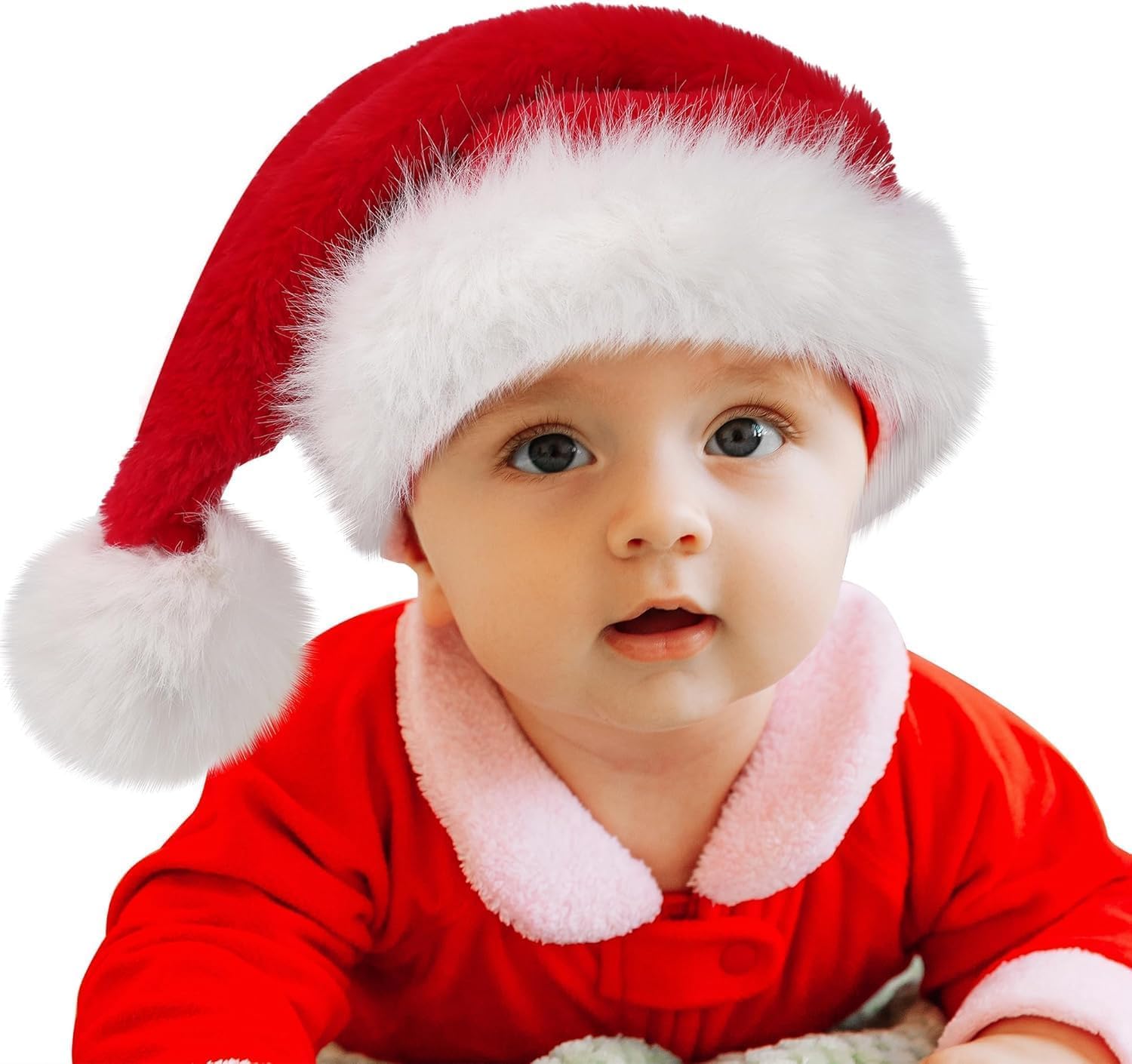 HOIIOH Baby Santa Hat for Newborns – Soft Red Faux-Fur Christmas Cap, Classic Holiday Santa Claus Hat for Boys & Girls, Cute Photo Prop & Festive Party Costume — image 1