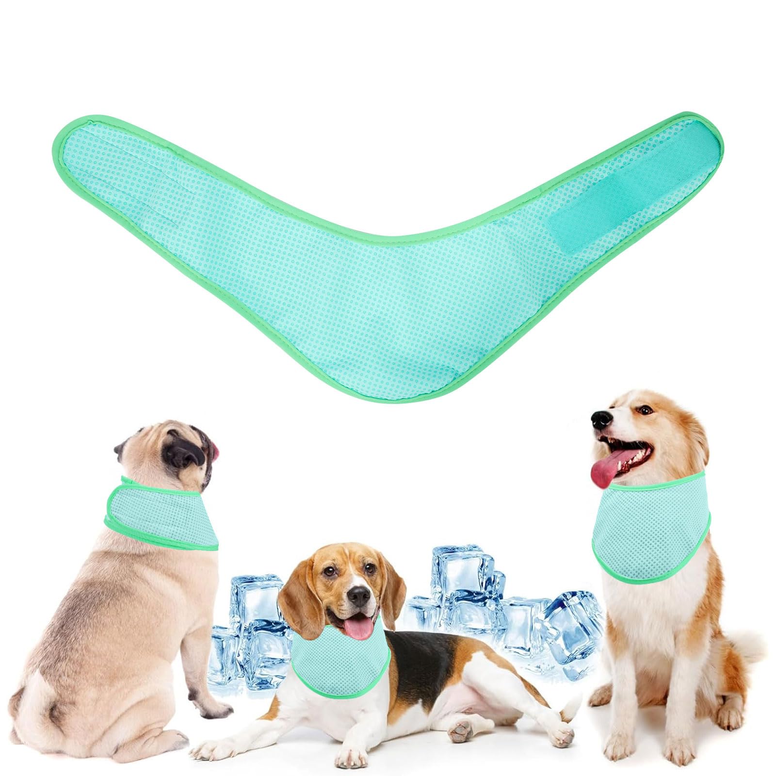 Dog Cooling Bandana, Breathable Pet Cooling Collar for dogs, Instant Cooling Neck Wraps Ice Scarf for Summer (Green, L)