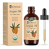 Natnique Organic Argan Oil, 2 oz – Pure Cold-Pressed Moroccan Oil from Morocco for Hair, Skin, Face & Nails – USDA Certified Organic, Virgin Aceite de Argan Cabello, Hexane-Free Moisturizer