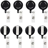 JANYUN 50 Pcs Retractable Badge Reel Clips Holder for Hanging ID Card Name Key Chain (Black)