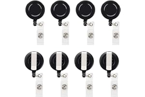 JANYUN 50 Pcs Retractable Badge Reel Clips Holder for Hanging ID Card Name Key Chain (Black)