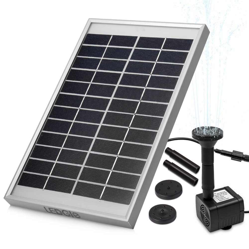 LEDGLE 5W Solar Fountain Pump, Garden Water Pump for The Yard, Maximum