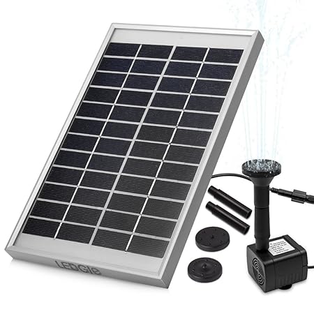 LEDGLE 5W Solarbrunnenpumpe, Garten Wasserpumpe für den Hof, maximaler Durchfluss 380L / h