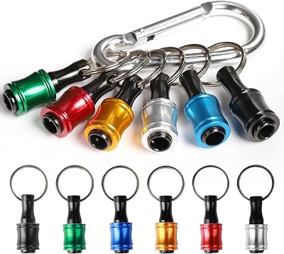 Katerk 6pcs 1/4 In Hex Shank Aluminum Bit Holder with Carabiner