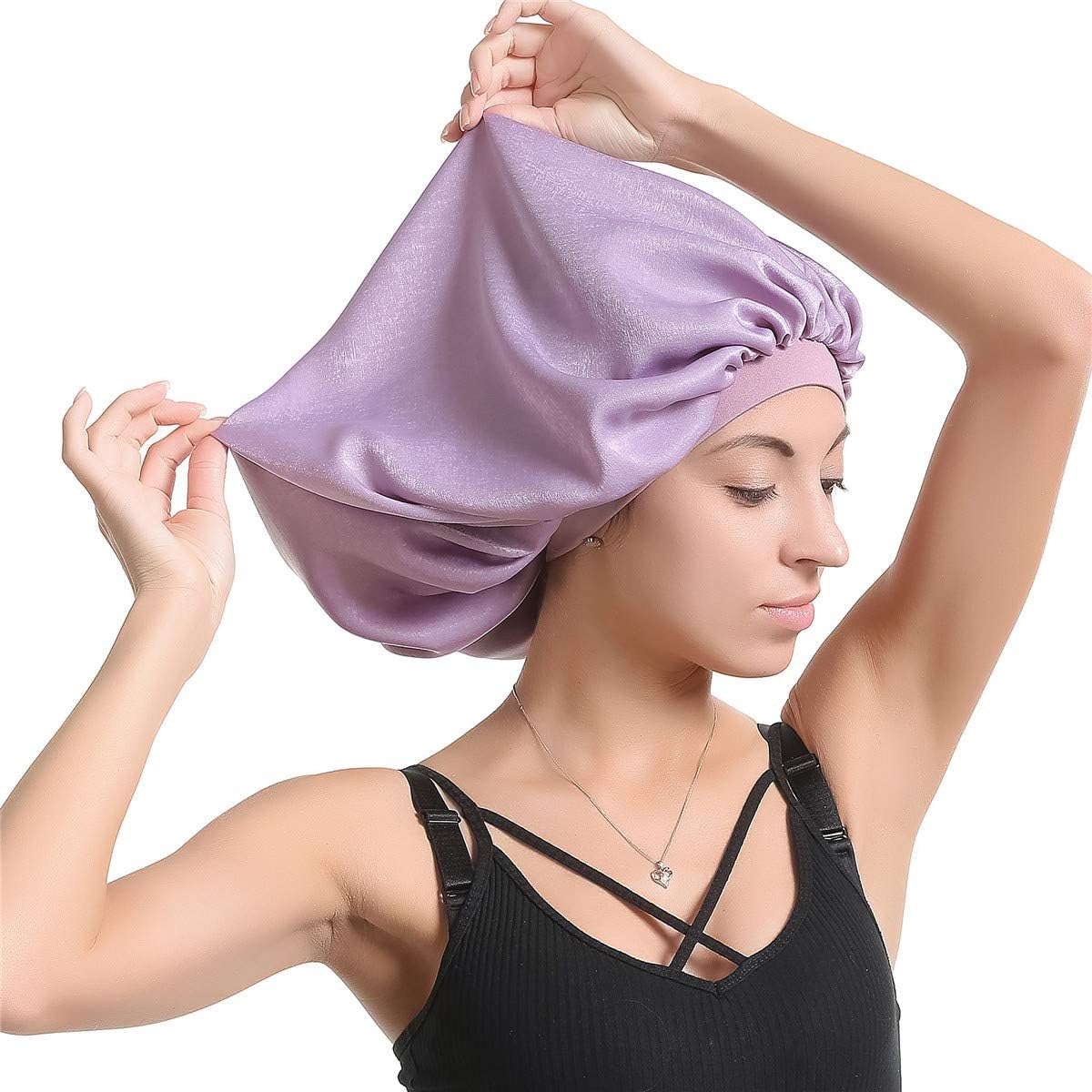 Satin Silk Bonnet Sleep Cap - Printing Soft Extra Large Wide Band S Women Night Hat For Long Curly Natural Hair Cap Salon Silk Scarf Chemo Patient Slouch Slouchy, Christmas Santa Day Gifts For Women at  Women’s Clothing store
