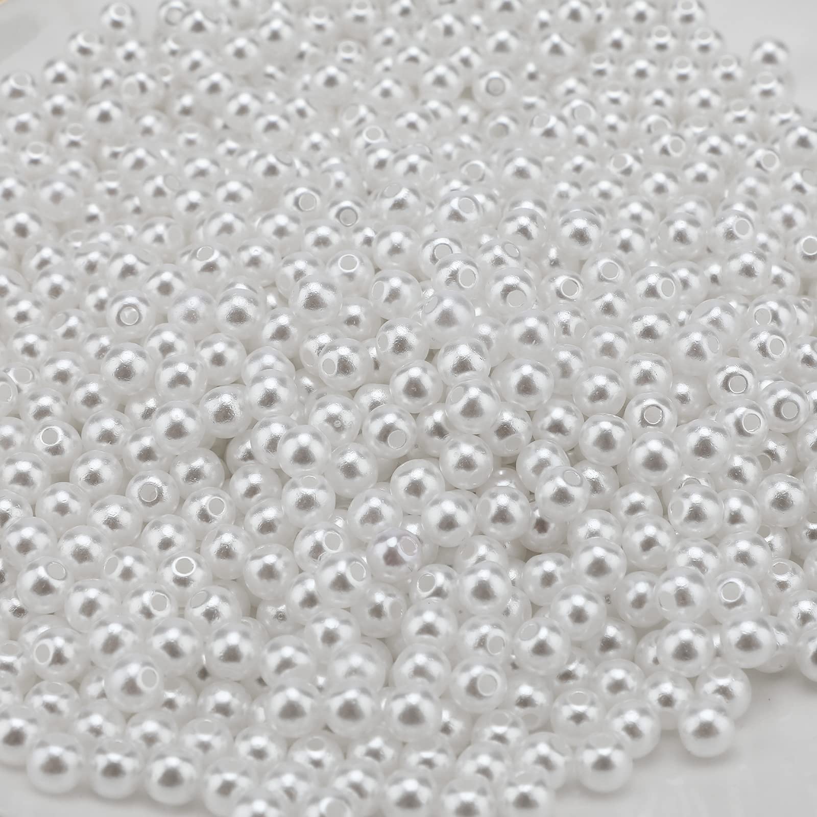 SAVITA 1000pcs 6mm White Round Pearls Beads Satin Luster Loose Spacer Beads for DIY Craft Necklaces Bracelets Earrings Rings Jewelry Making Supplies