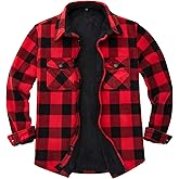 Men's Warm Sherpa Lined Fleece Plaid Flannel Shirt Jacket(All Sherpa Fleece Lined)