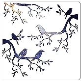 GORGECRAFT Tree Stencil Template Bird Large 11.8x11.8 Inch Reusable Birds on Tree Stencil Leaf Silhouette Sign Home Decor Hummingbird Template for Painting on Wood Wall Scrapbook Card Floor Drawing
