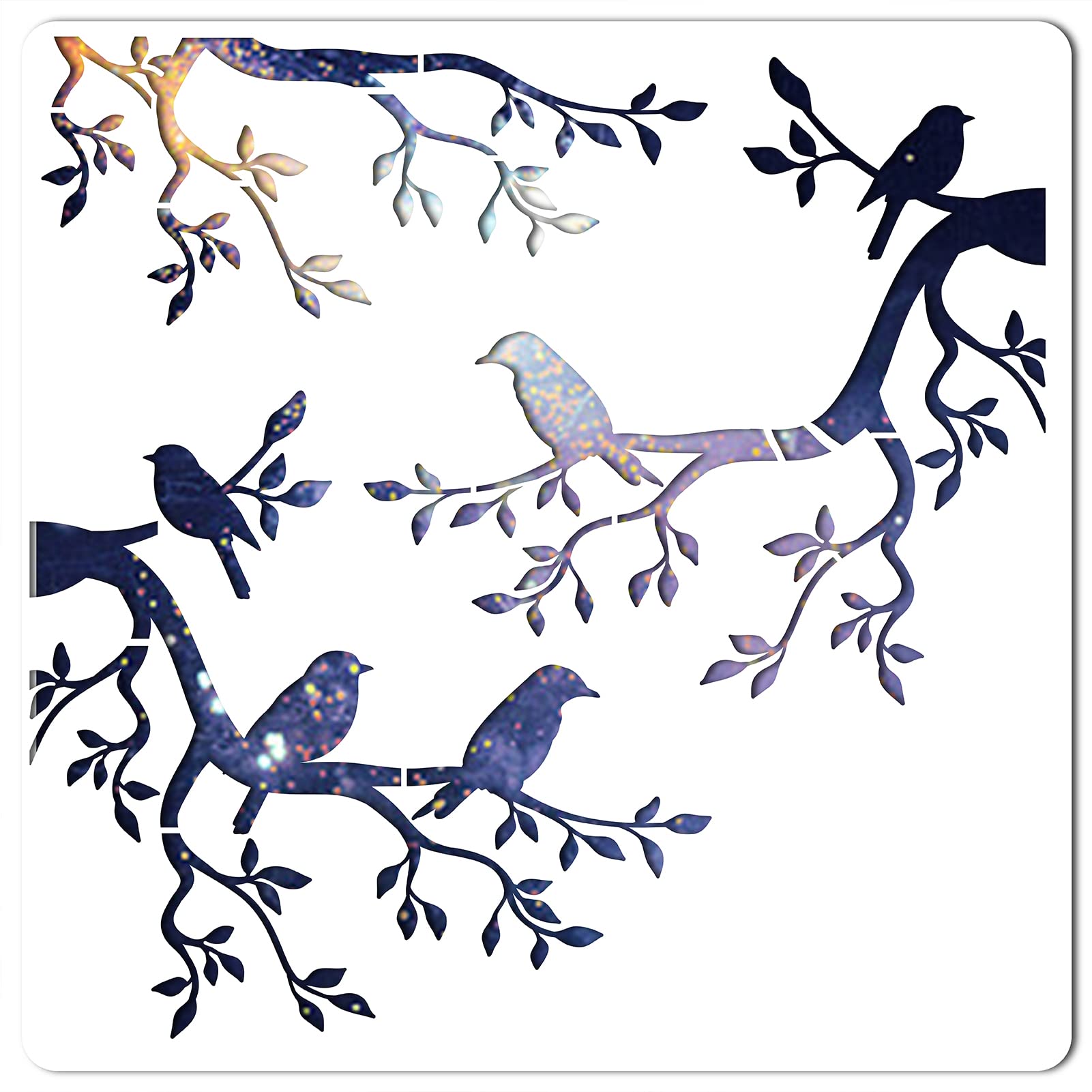 GORGECRAFT Tree Stencil Template Bird Large 11.8x11.8 Inch Reusable Sign Home Decor for Painting on Wood Wall Scrapbook Card Floor Drawing