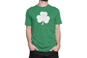NYC FACTORY USA Screen Printed Retro Green Irish Distressed Shamrock T-Shirt St Patricks Day Mens Ireland Pride Tee Shirt