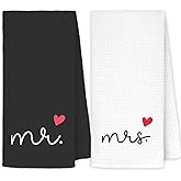 JINYO Mr and Mrs Hand Towels Set of 2, Wedding Gifts for Couples 2025 Newlyweds Bride Groom Husband Wife, Married Couple Gifts Kitchen Dish Towels Decorative, Bridal Shower Kitchen Gifts, 16x24 Inch