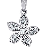 Jewels By Lux Sterling Silver Womens Cubic-Zirconia Flower Fashion Charm Pendant