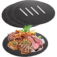 4 Pcs 11 x 11 Inch Round Slate Cheese Boards Black Stone Plates Charcuterie Boards Serving Tray Display Chalkboard with Soaps