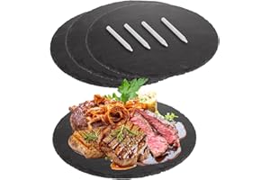 4 Pcs 11 x 11 Inch Round Slate Cheese Boards Black Stone Plates Charcuterie Boards Serving Tray Display Chalkboard with Soaps