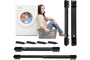 MAJHULLA 4PCS Extendable Furniture Appliances Rollers, Mover Tools with 24 Roller & Brake Equipment for Heavy Washing Dryer Machine Refrigerator Strong Base Stand Mobile Wheels Black