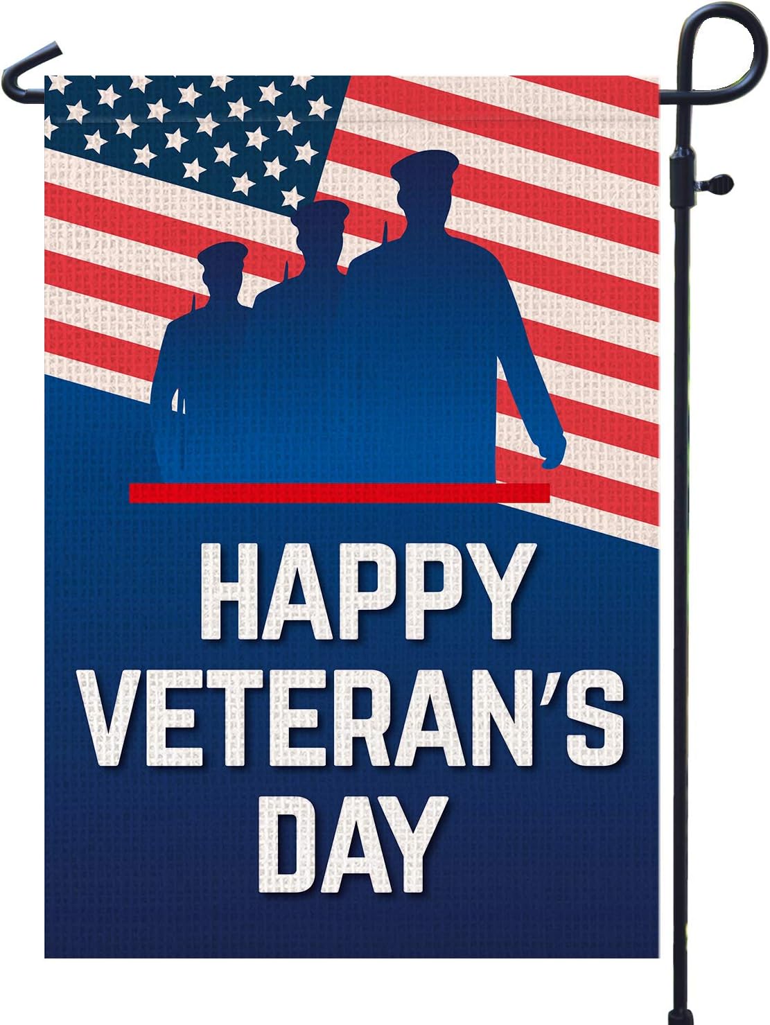 PAMBO Happy Veterans Day Garden Flag Vertical Double Sided, 11th November Veterans Decoration - Outdoor & Yard Flag with American Burlap Flag 12.5" x 18"