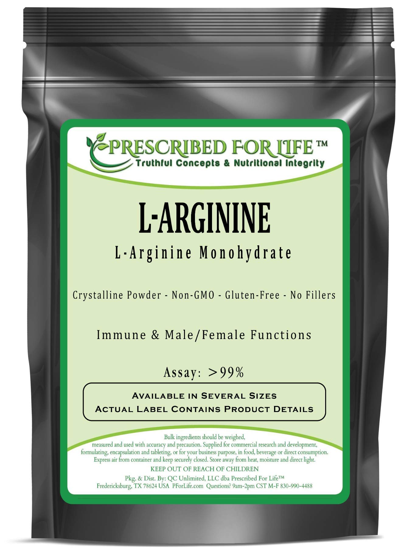 Prescribed for Life Arginine (L) - L-Arginine Base Amino Acid Powder (Assay: > 99%), 2 kg
