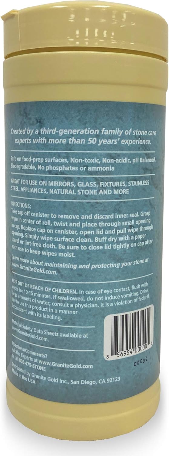 Granite Gold All-Surface Cleaner Wipes Household Streak-Free Cleaning for Stainless Steel, Glass, Granite, Quartz, Marble Countertops-Made in the USA, 40 count, 40 Count: Health & Personal Care