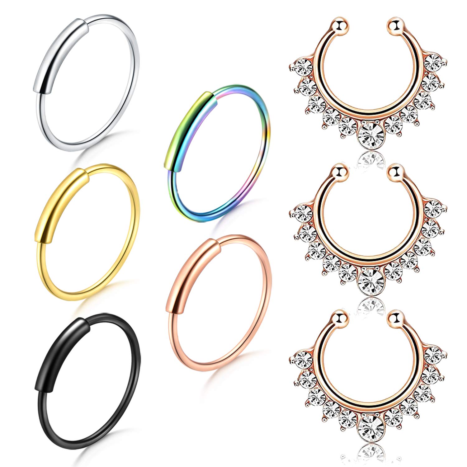 AVYRING Setum Piercing Jewellery Nose Hoop Rings Helix Tragus Cartilage Earrings for Women Men Ear Piercing