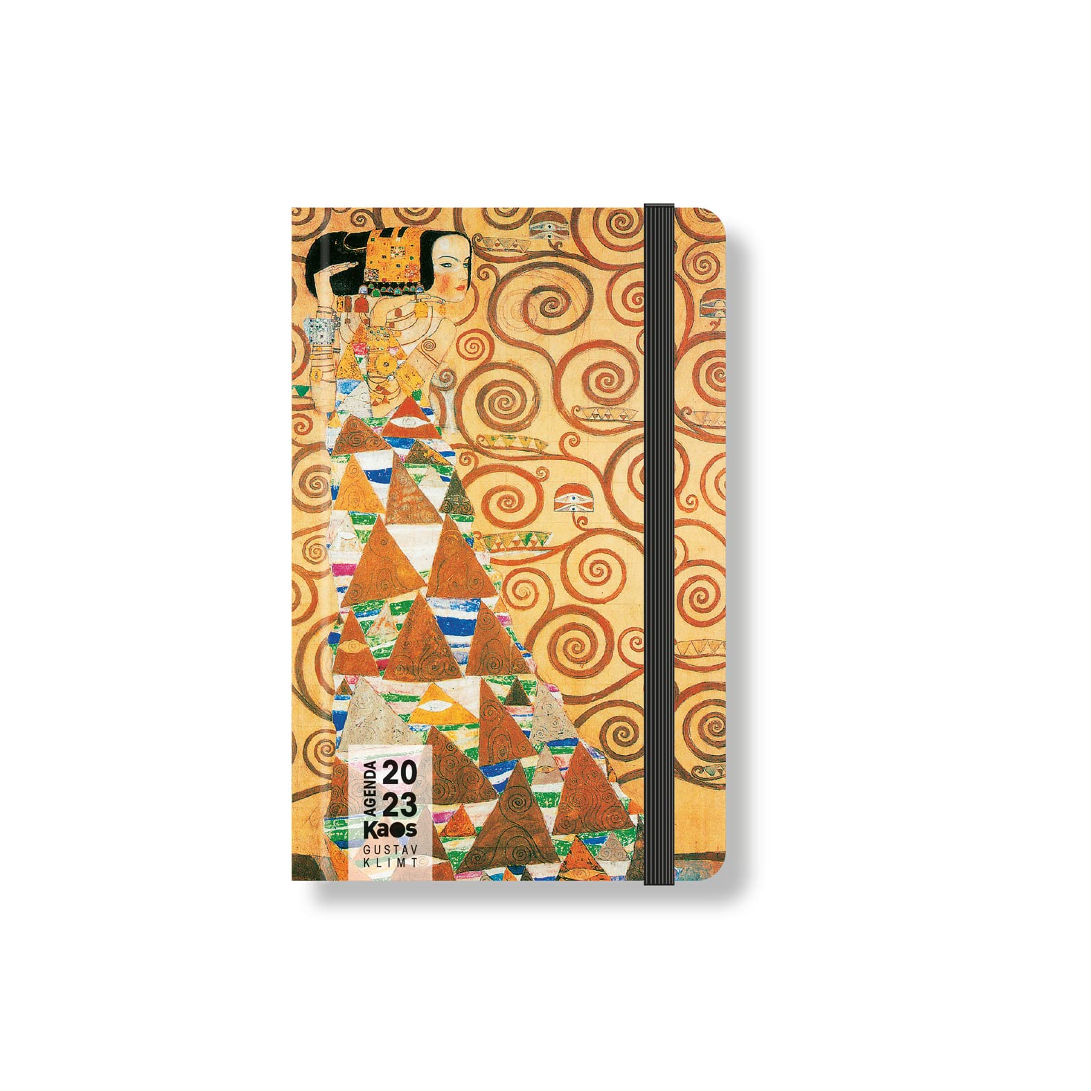 Kaos Daily Planner 2023-12 Months with Planner - Pocket 9 x 14 cm - Easy to Carry - Hard Cover, Flat Elastic Band, Bookmark, Rounded Corners - Klimt - Wait