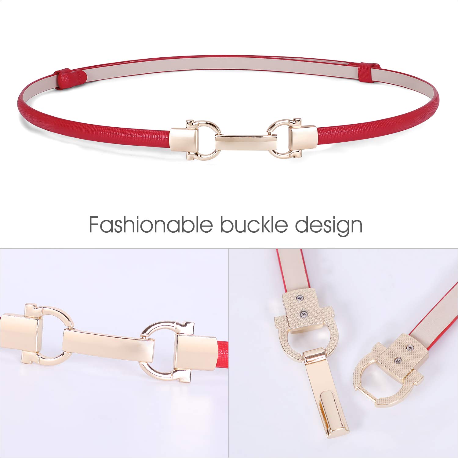 Women Skinny Leather Belt for Dress Adjustable Ladies Girls Thin Waist Belt with 6 Colors by WHIPPY