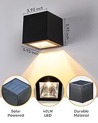 LUHLEE Solar Wall Lights Outdoor,Square Modern