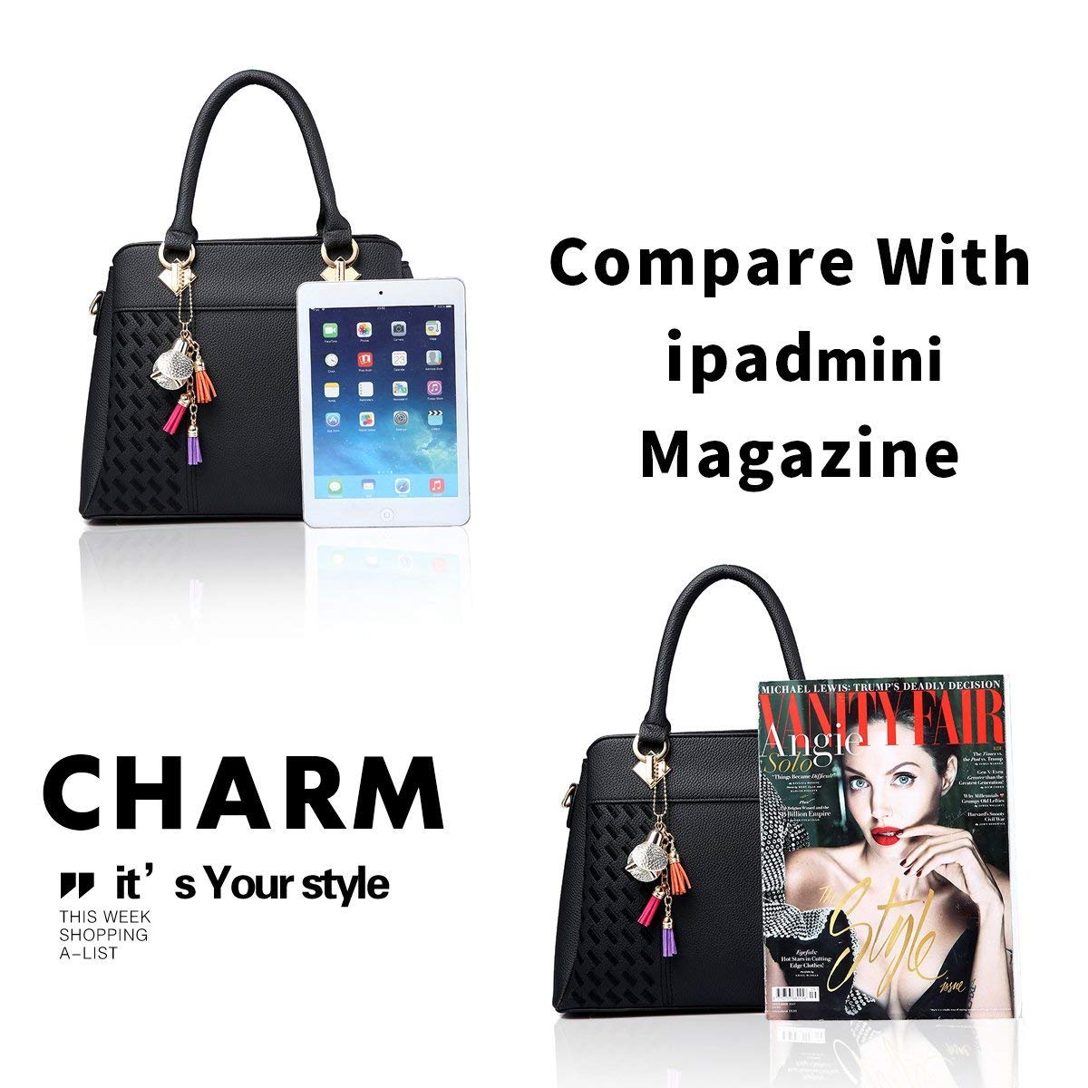 paradox womens hand bag ladies purses satchel shoulder bags, black