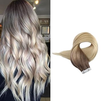Full Shine 18 Inch 20 Stuck 50g Per Package Haarfarbe 7b Fading To Haarfarbe 613 Dip Dye Tape On Remy Straight Human Hair Extensions Tape In