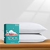 XOOX Linen 100% Egyptian Cotton King Pillow Cases Set of 2 - Luxury 1200 High Thread Count Cotton Standard Pillowcases (White), Silky Soft, Cooling, Breathable, Sateen Hotel Quality Pillow Cover